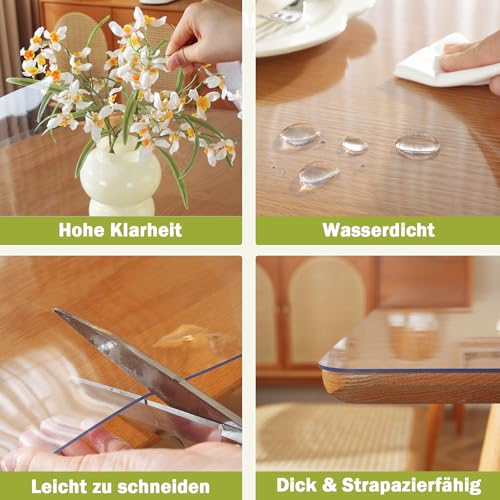 Nappe transparente 1.5mm 80x160 cm protection table rectangulaire - 5