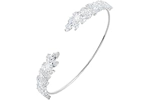 Leaf Arm Cuff Bracelet with Rhinestones