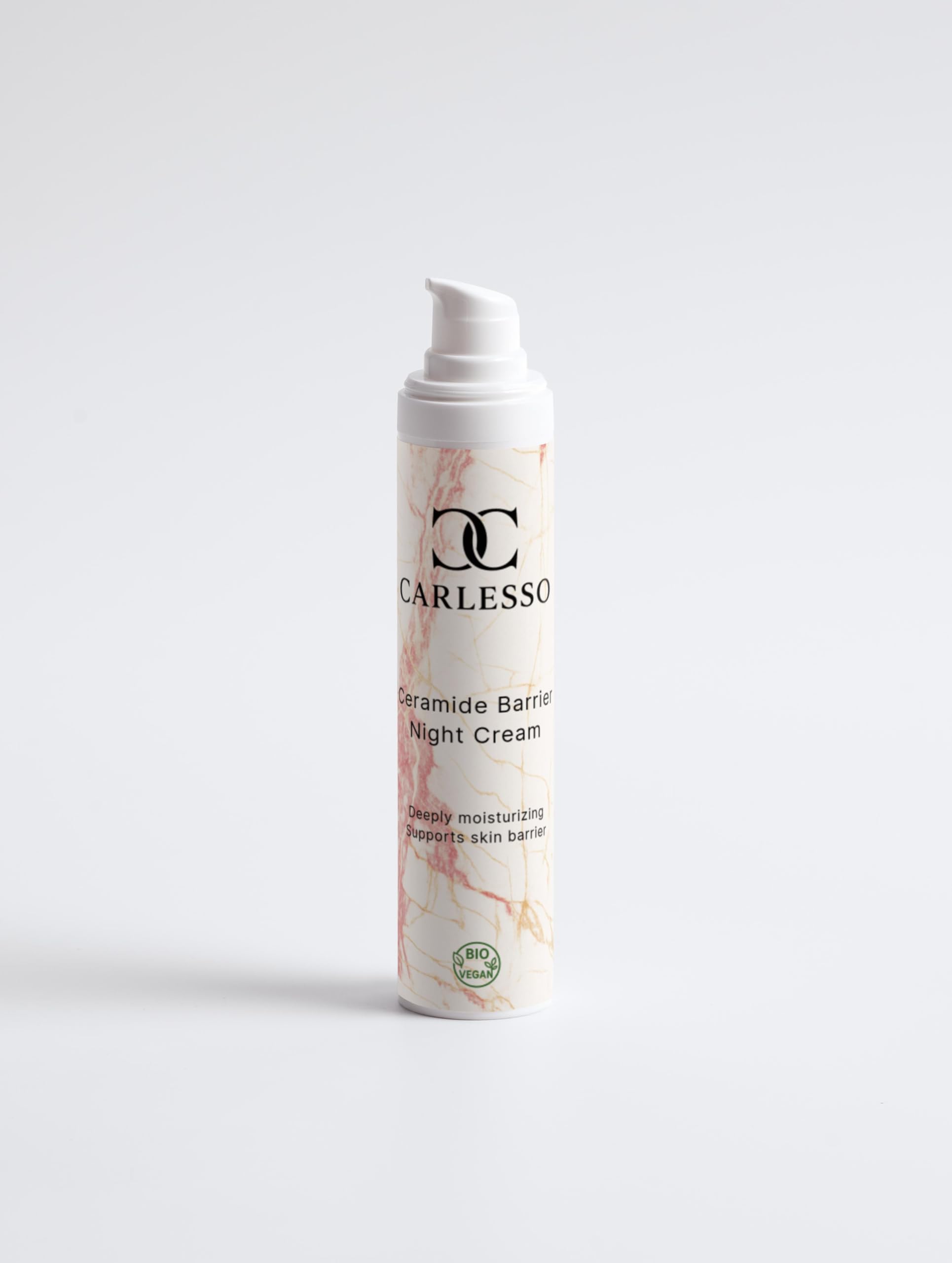 CARLESSO Crema Notte Rigenerante alla Ceramide, Crema Barriera Protettiva, con Burro di Cacao e Olio di Jojoba, per Pelle Secca e Sensibile
