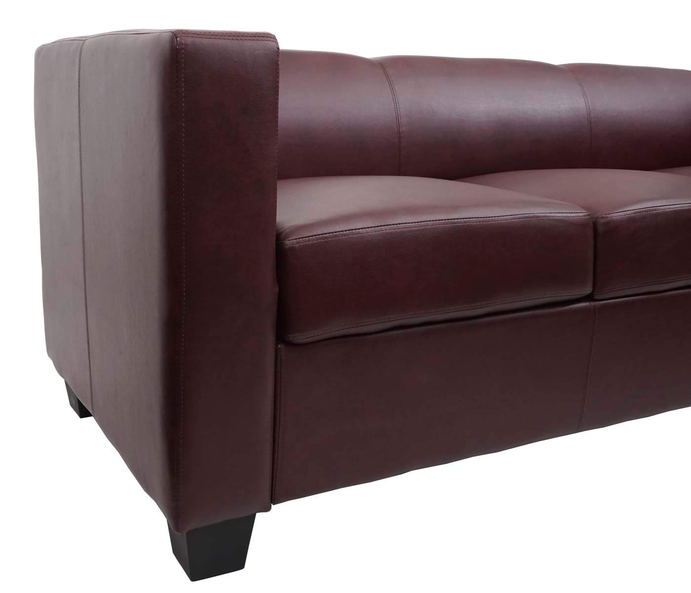 Mendler Divano Sofa 3 posti Lounge Moderno Elegante Serie Lille M65 75x191x70cm - Ecopelle Bordeaux