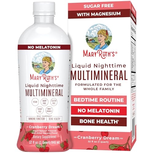 Image of MaryRuth's Liquid Nighttime Multimineral | NO Melatonin | Bedtime Routine | Magnesium Citrate | Calcium | Zinc | Vitamin D3 | Available in 4 Flavors | Vegan | Sugar Free | Gluten Free | 32 Oz