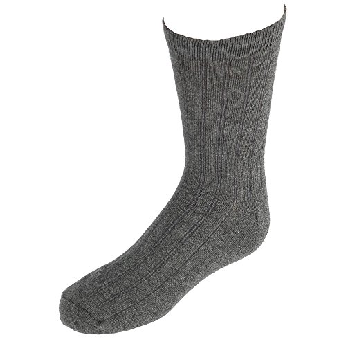 Jefferies Socks Kids' Cotton Ribbed Uniform Crew Socks, Large, Grey
