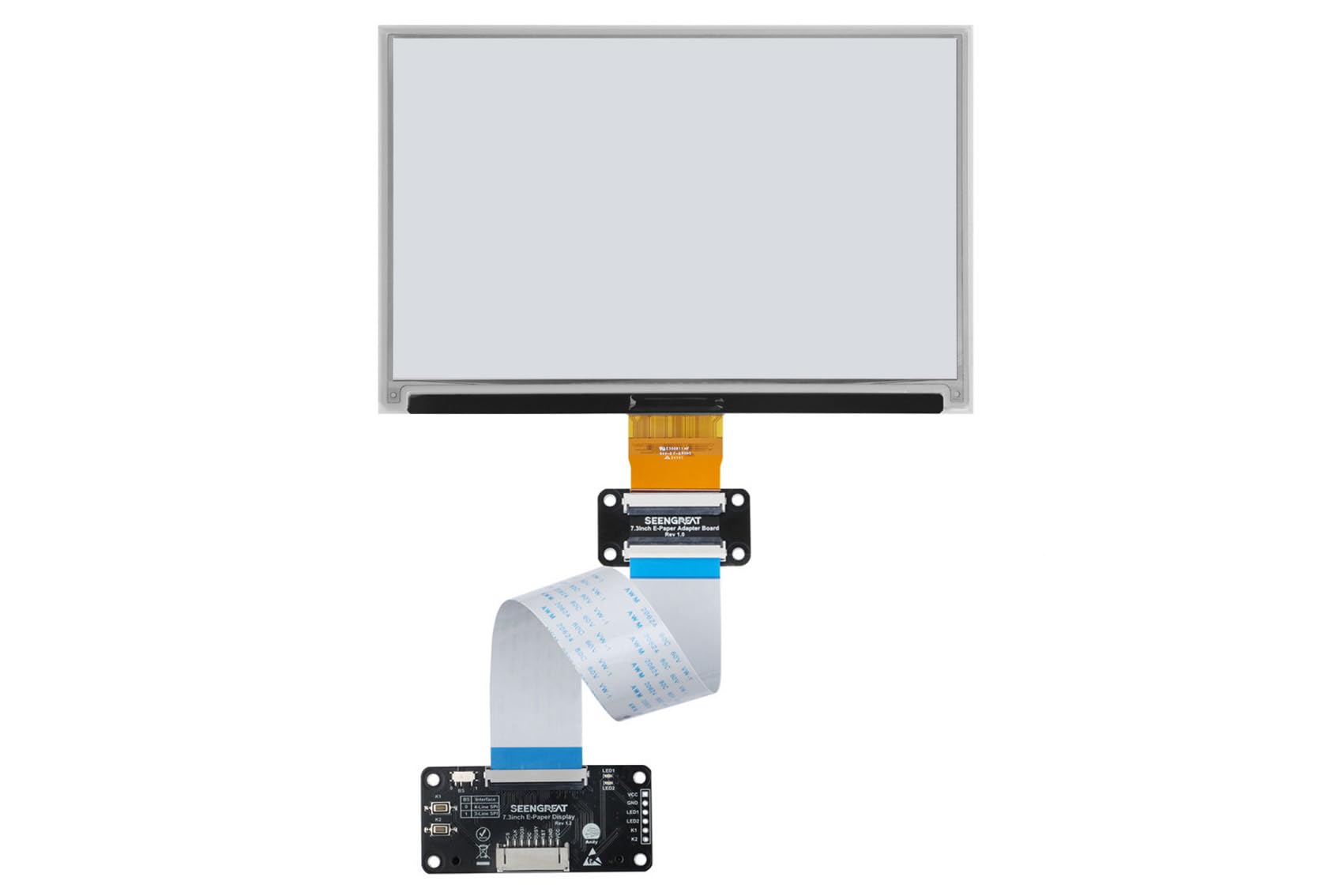 7.3inch Full Color E-Ink Display, 800×480 Spectra 6 E-Paper Screen, Low Power, SPI Interface, for Raspberry Pi/Jetson Nano / STM32 / Arduino, with 40PIN GPIO and Driver HAT
