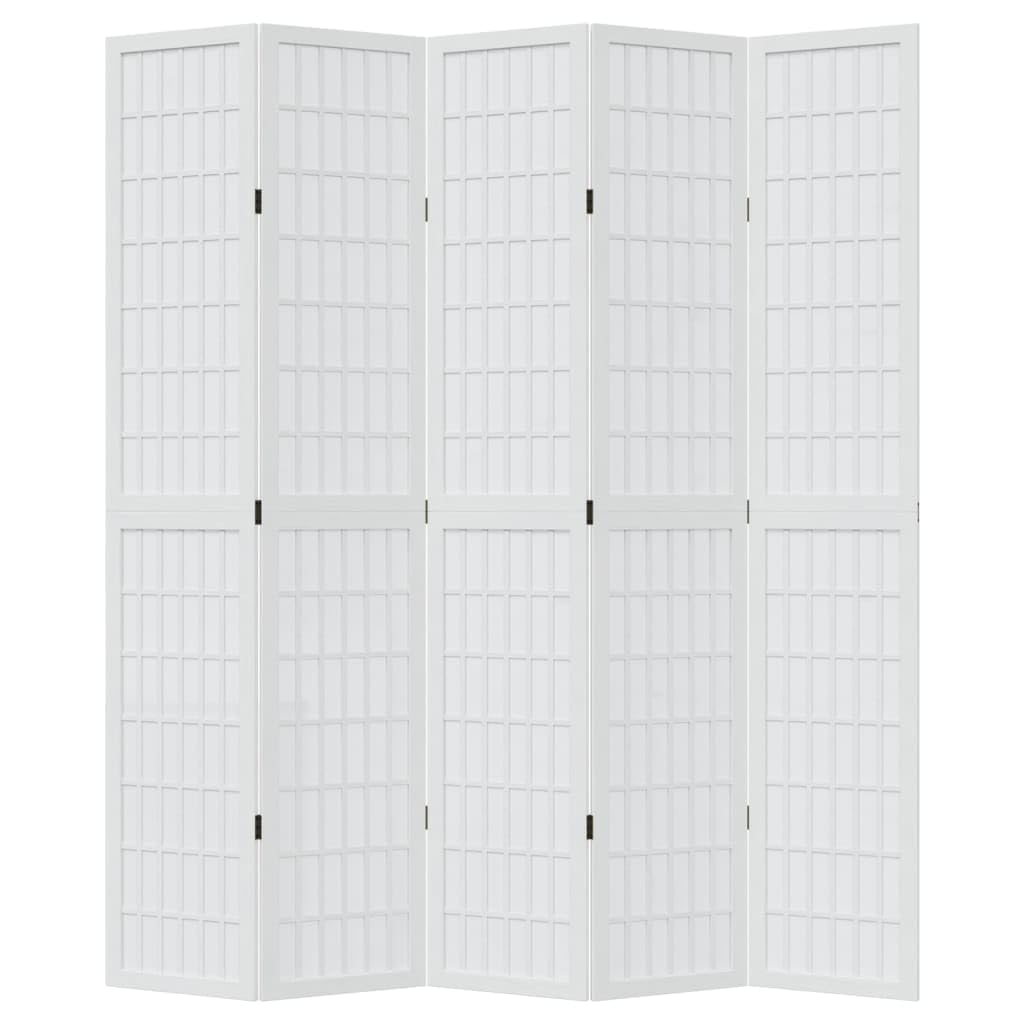 Parawan z 5 panelami litego drewna paulowni, biały
