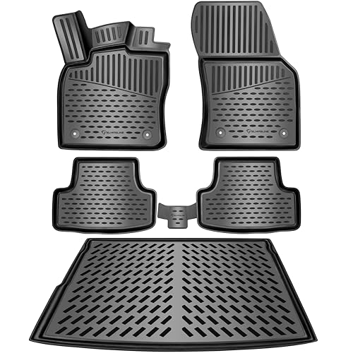 ELMASLINE Tapis 3D en Caoutchouc & Tapis de Coffre pour VW Touran II (2) 2015-2025 | Bord Extra Haut | Tapis de Sol & Tapis de Coffre – Accessoires