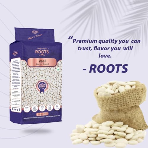 Image of Roots Vaal Butter Beans 500 Gram | Premium Surti Vaal | Protein & Fiber Rich Pulses | Hygienically Packed | Vacuum Packed | Preservative Free | Fresh & Natural Indian Lentils | Wholesome Plant-Based Protein