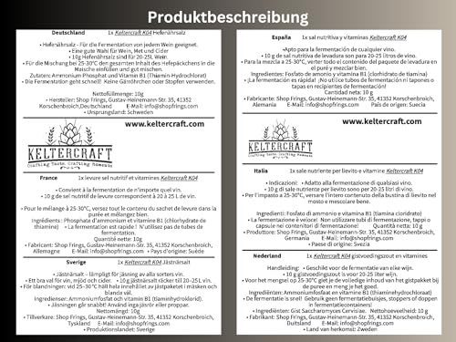 Keltercraft K04 Hefenährsalz [10g: Für 25L Wein/Met/Cider] Gärsalz Hefenahrung DAP mit Vitaminen Nährsalz für Gärung
