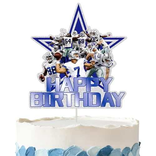 Cowboys Birthday Cake Topper - Glitter Cowboys Birthday Party Decorations for Birthday Party Supplies