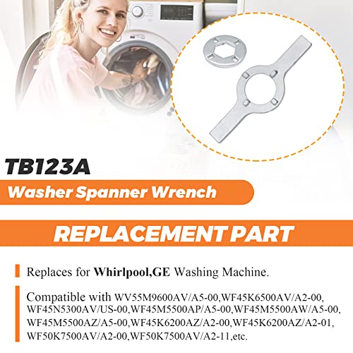Beaquicy 【WRENCH UPGRADED】 TB123A Washer Spanner Wrench Fit for GE Whirlpool Washer - 1-11/16 Inch Washer Tub Nut Spanner Wrench Replaces TB123A TB123B ERTB123A AP6832671 AP4503397 - Image 6