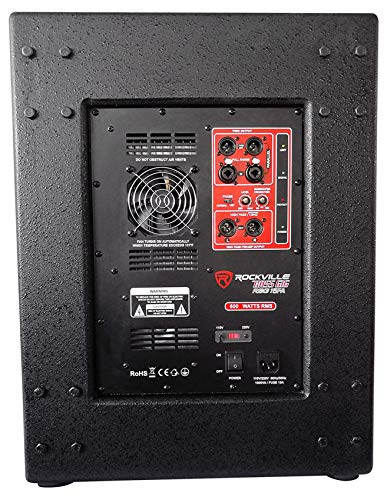 rockville rbg15fa 2400w active powered subwoofer 15-inch folded horn design 600w rms high spl output for djs and live events