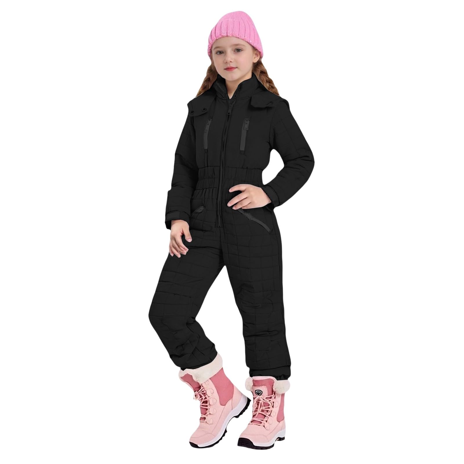 Schneeanzug Kinder Unisex, Schneeoverall Mädchen Jungen, Winddicht Wasserdicht Skianzug mit Kapuze,Overall Mädchen,Wasserdicht kältebeständig