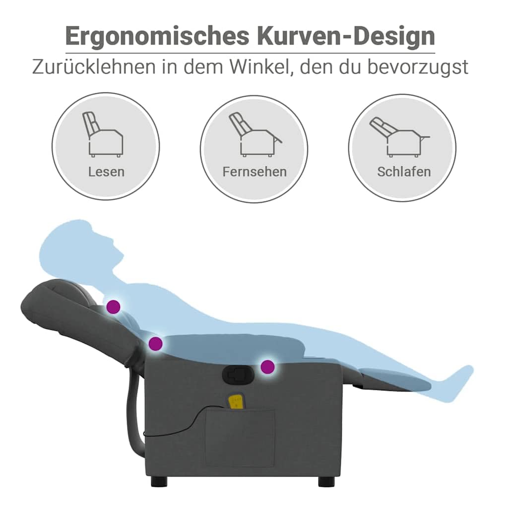 vidaXL Massagesessel Dunkelgrau Stoff