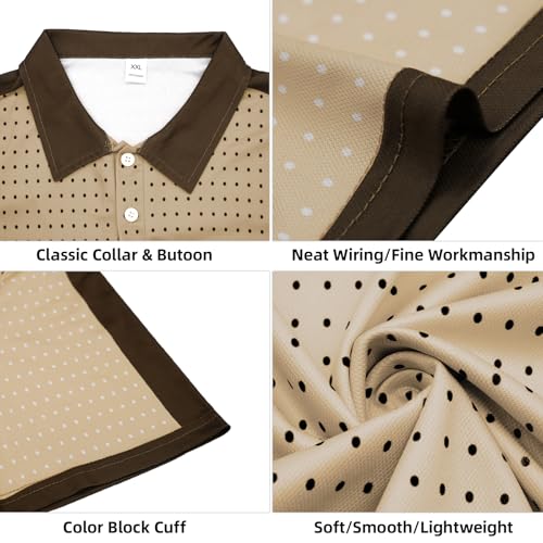 DEEX Men's Polo Shirts Short Sleeve 2025 Casual Polo T Shirt Color Block Slim Fit Summer Collared Golf Shirts3