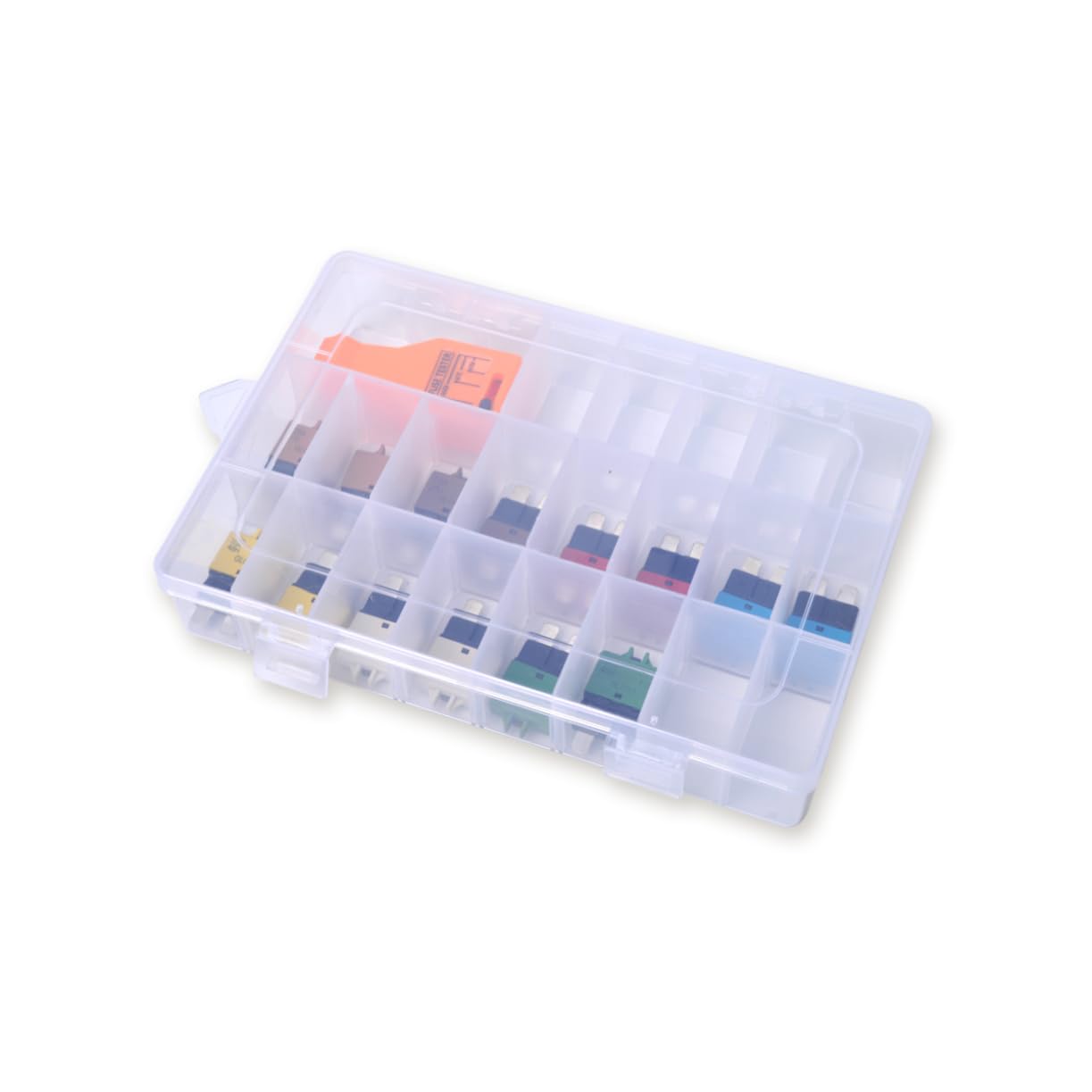 15pcs Medium Sized Car Fuse Set with Manual Reset Circuit Breaker Fuse Tester for Automotive Electrical Testing Color-Coded Assortment Kit