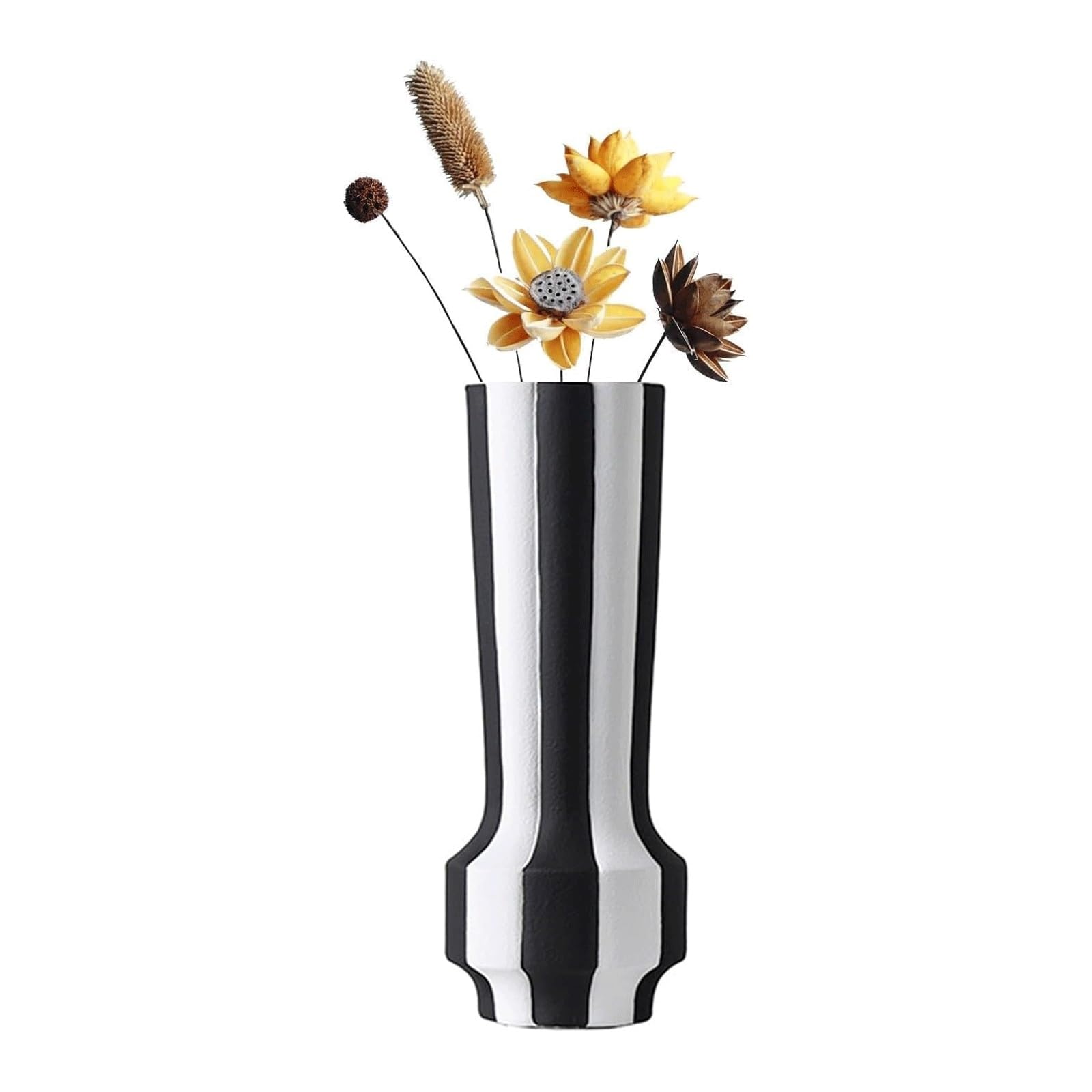 GddOGUK Decorative Vases Ceramic Vases for Centerpieces, Black and White Stripes Vase Modern Home Flower for Room Room Decor Flower Vase(30.5x11.5cm)