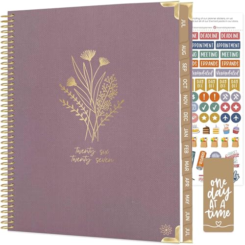 bloom daily planners HARDCOVER Planner 2026-2027 (8.5 x 11) Academic Year (July 2026 - July 2027) - 13 Months Task Goal Planner for Women - Monthly & Weekly Agenda Book - Purple Linen