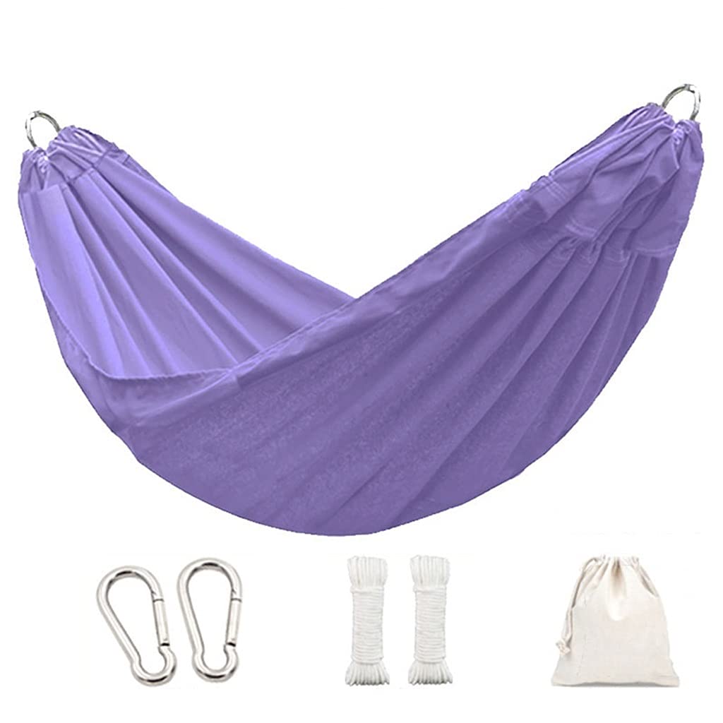 NEWCES Portable Hammock Hammock with Spreader Bar Fabric Bed - for Outdoor Patio Porch and Yard Portable Hammocks for Backpacking Beach (Color : Purple)