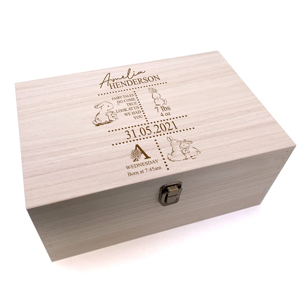 ukgiftstoreonline Personalised Baby Rabbit Memories Keepsake Box