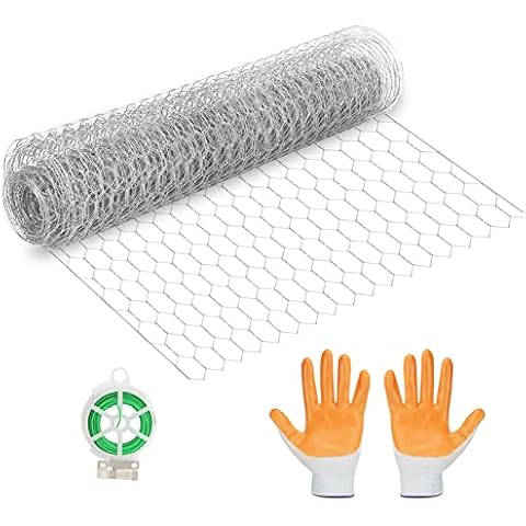 Chicken Wire Net Galvanized Hexagonal Wire Mesh Rabbit Animal Fence Netting for Craft Projects Gardening Home Decors(0.4*6M) Cover