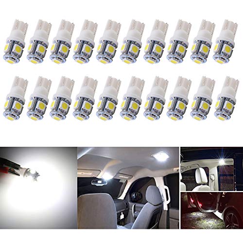 Alopee - 20-Pack 24V Blanco 194 T10 168 2825 W5W Bombilla 5050 5 SMD LED, iluminación Interior del automóvil para Map Dome Lamp Lámpara de cortesía Luces de la Placa