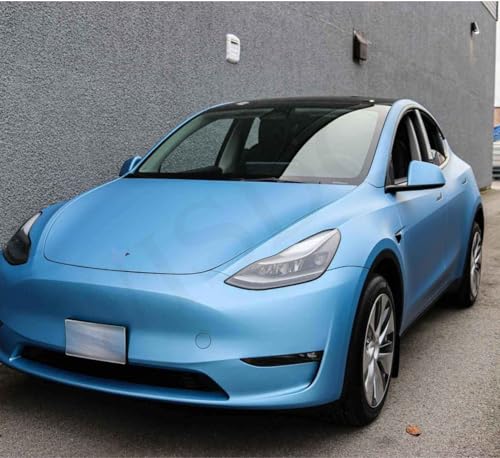 Image of WISDOM Forsty Blue Metallic Vehicle Wrap Vinyl Matt Finish Easy Apply Air-Release Weatherproof DIY Car & Motorcycle (FORSTY Blue Metallic, 20 Inch X 12 Feet)