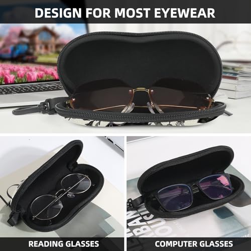 Image of Sunglasses Soft Case, Cute Ultra Light Portable Neoprene Zipper Eyeglass Glasses Case with Belt Clip for Men Women