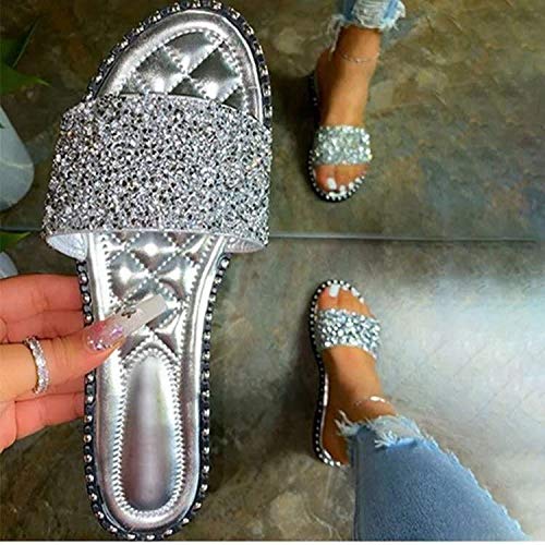 JITUUE Women One-line Rhinestone Sequin Sandals And Slippers Open Toe Fashion Jelly Flat Sandals3