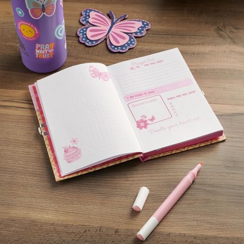 Image of Secret Diary with Lock /Keys, Girls Interactive Christian Journal with Writing Prompts Teen, Tween - Let Joy Fill Your Day Phil. 4:4 Bible Verse