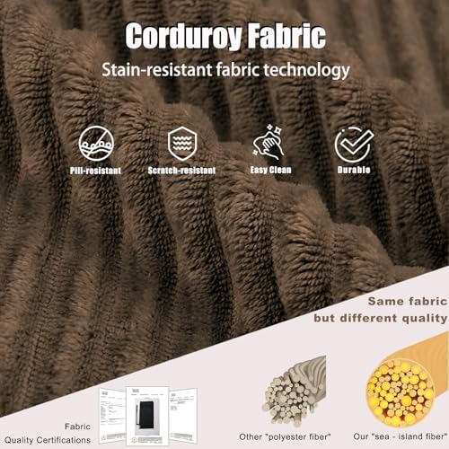 MEISIMAN 106'' L Shaped Couch, Deep Seat Sofa Cloud Couch with Chaise & Pillows, Modular Cloud Sectional Couches for Narrow Living Room Friendly, Tool-Free Setup(Dark Brown) - Image 5