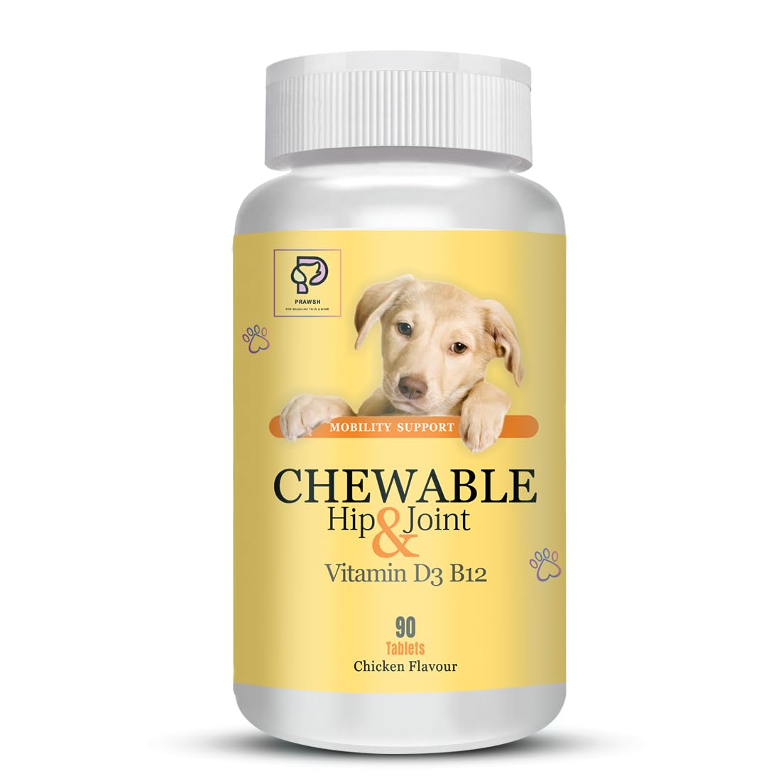 PRAWSH Chewable Hip & Joint Chicken Flavour Supplements for Pets with Vitamin D3, B12-90 Tablets (B0D5M5QR3B) Amazon Price History, Amazon Price Tracker