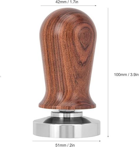 Miniatura 5 de Manipulador de café de base plana, mango de madera, base plana de acero inoxidable, herramienta de prensado de café, accesorios para cafeteras de