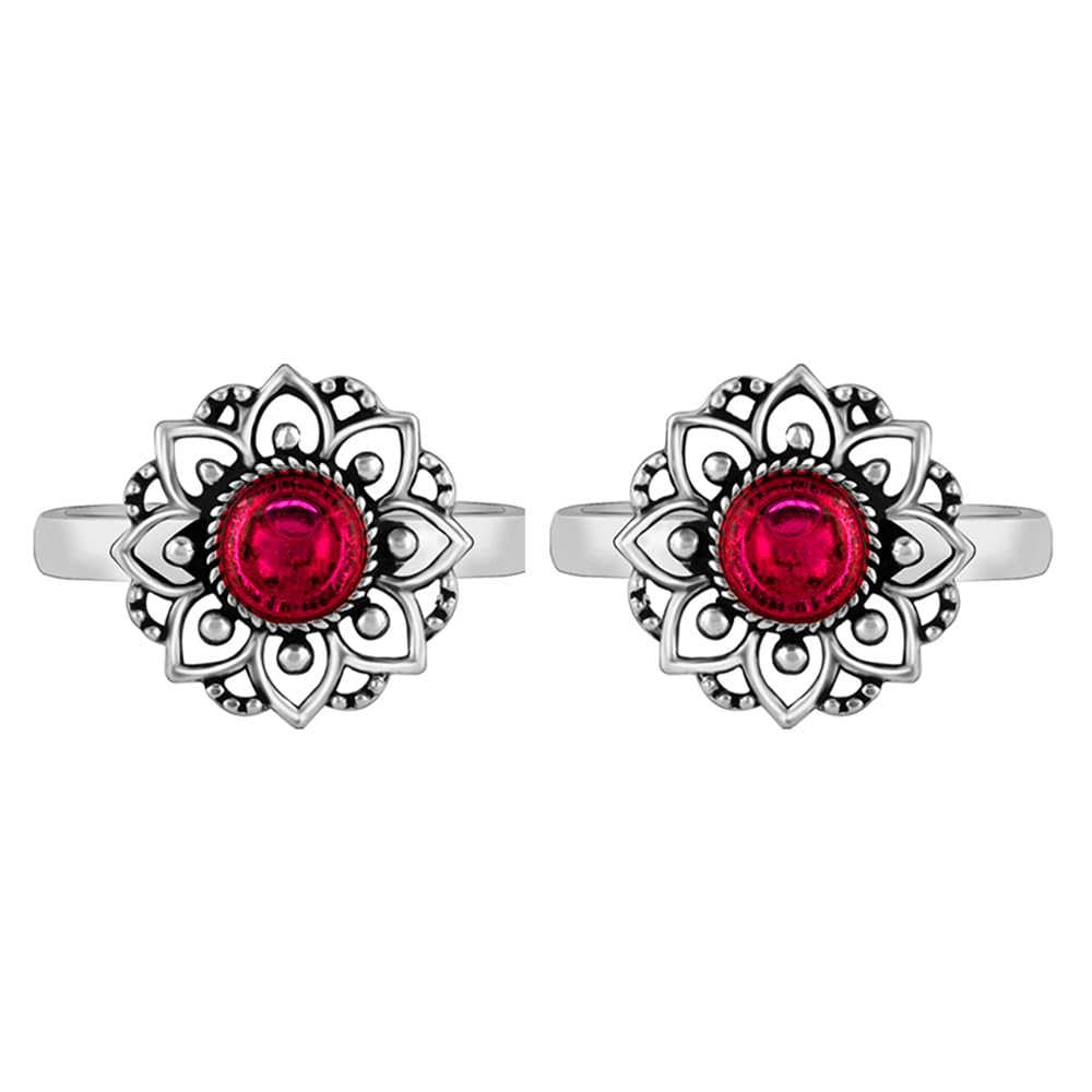 925 Oxidised Silver Mandala Toe Rings, Adjustable| Toe Rings for Women and Girls | With Certificate of Authenticity and 925 Stamp | 6 Month Warranty-image-49
