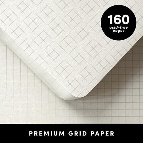 Image of PAPERAGE Graph Paper Journal Notebook, (Burgundy), 160 Pages, Medium 5.6 in x 8 in - 100 GSM Thick Paper - Hardcover Grid Notebook for Work or School