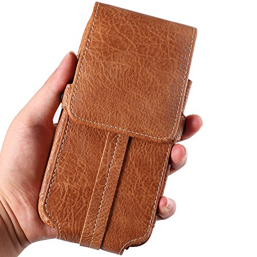 Rugged PU Leather Vertical Belt Clip Holster Case for Samsung Galaxy S10+ S9+ S8+ / A20 A30 A50 M30 / Apple iPhone 11 Pro Max / Huawei Mate 30 Pro / LG Stylo 5 / Motorola G8 Plus / One Vision (Browm)