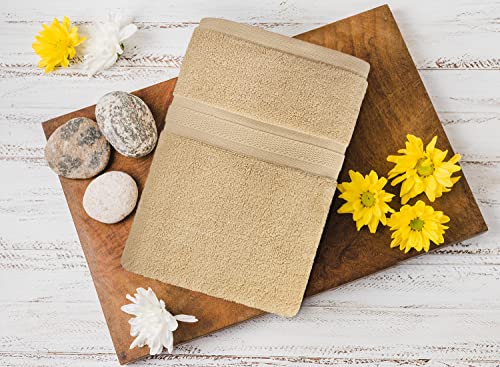 Image of Towel and Linen Mart 4 Pieces Bath Towel Sets - Beige - Soft Feel Luxurious,Quick Dry, Extra Absorbent, 100% Ring Spun Cotton 600 GSM (27 x 54)