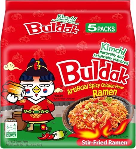 Bulldak Kimchi Chicken Ramen - 140g (Pack of 5) | Spicy Korean Noodles with Authentic Kimchi Flavor | Quick & Easy | Perfect Spice Level | Fans of Korean Cuisine