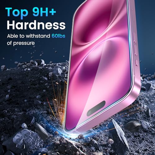 Image of Fotbor for 3Pack iPhone 16 Screen Protector with 3Pack Camera Lens Protector, 9H+ Tempered Glass Easy Installation Kit, Case Friendly iPhone 16