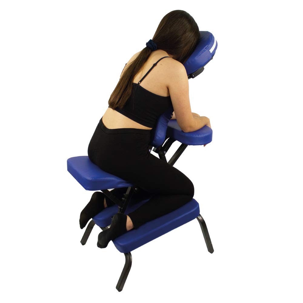 Mobiclinic, Silla de Masaje, Plegable, Regulable, Incluye Bolsa Transporte, Soporta hasta 250kg, Múltiples usos, Tatuaje, Fisioterapia, O estética, con reposacabezas, Portátil, Azul