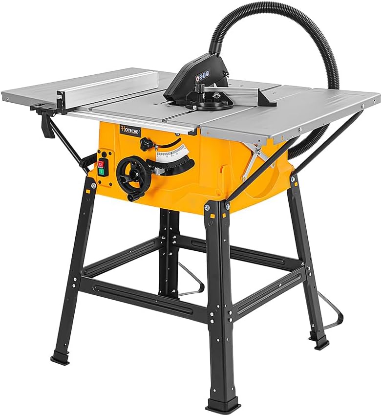 Hoteche 10-Inch Table Saw - 15-Amp Electric Power Saw with Stand