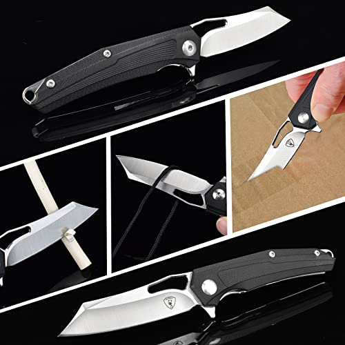 Aubey Tanto Folding Knife Mini Knife With D2 Steel Blade And G10 Handle, Edc Small Pocket Knife With Ball Bearing And Flipper, 2.7 Inch Blade Length, Father’s Day Gifts For Dad #TOP2