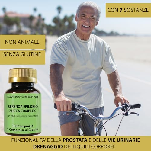 SERENOA ÉPILOBE CITROUILLE COMPLEX avec Ortie, Pygeum africanum, Lycopène et Verge d’or - 100 comprimés, 1 par jour | Complément pour le soutien de la prostate et des voies urinaires – vue 2