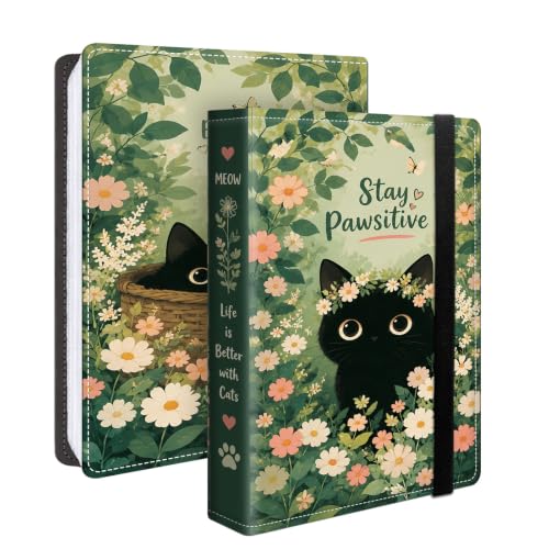 Image of Photo Album 4x6 120 Pockets Black Cat Floral Garden