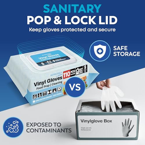 Image of Keppi 110 Pack Clear Vinyl Gloves - Disposable Latex-BPA & Powder-Free - Food Safe Plastic Gloves for Cooking Cleaning Food Prep Catering BBQ Baking & Restaurant Use - (Small)