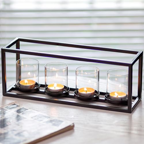 Sziqiqi Teelichthalter Kerzenhalter Metall, 4 Windlicht...