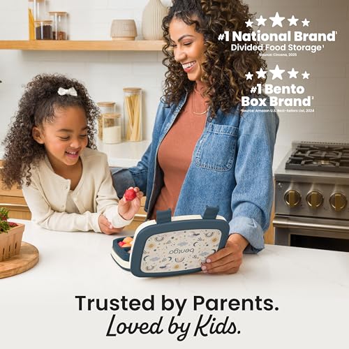 Image of Bentgo Kids Prints Leak-Proof, 5-Compartment Bento-Style Kids Lunch Box - Ideal Portion Sizes for Ages 3-7, Durable, Drop-Proof, Dishwasher Safe, & PFAS & BPA-Free Materials (Friendly Skies)