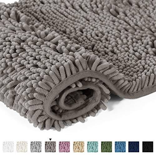 Chenille Bath Rugs Mat Non-Slip Bathroom Rug Shag Shower Mat Machine-Washable Bath Mats