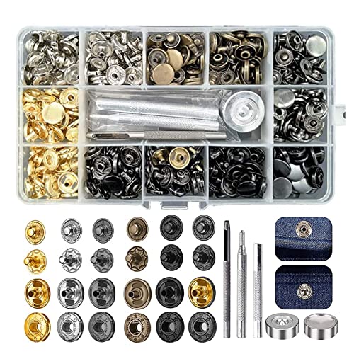 Botones de Presión de Cobre, Botones de Presión de Bronce, Botones Automáticos, Kit de Cierres a Presión, Botones Presión Metalicos, Presion Metal Artesanía, para de la Chaqueta del Cuero del Arte Cover