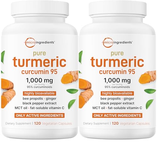Image of Micro Ingredients Pure Turmeric Curcumin Supplement 1,000mg - 95% Curcuminoids with Black Pepper & Ginger - High Absorption for Joint & Antioxidant Support* - Filler Free, 240 Veggie Capsules