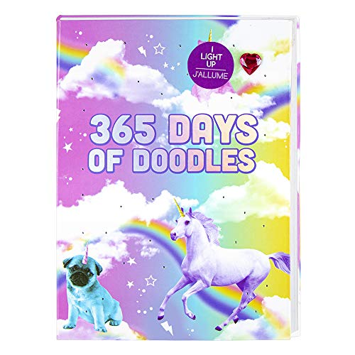Fashion Angels Xtra Book - Doodle Light Up Journal for Girls and Boys - Stationery Journal for Kids with Fun Rainbow Unicorn Design, 30 Twinkle Lights, 80 Sheets