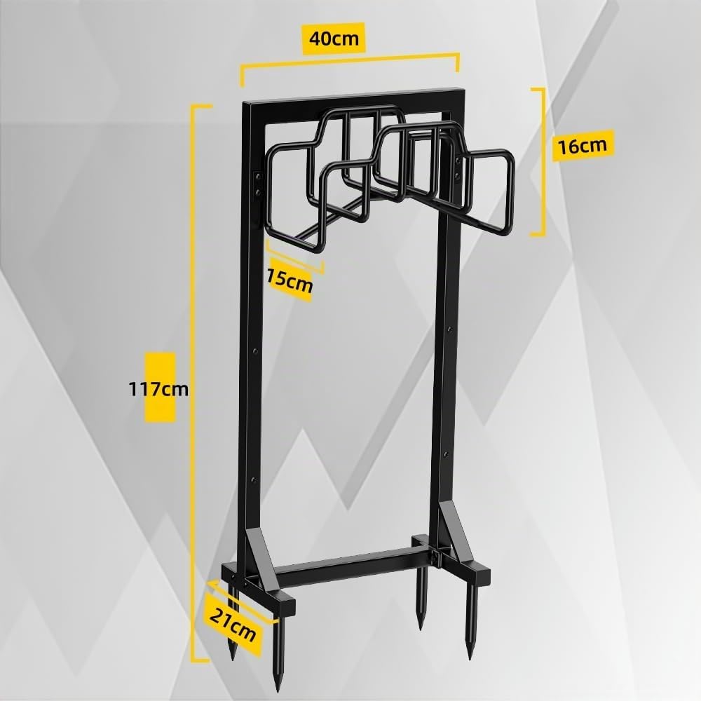 Bomclap Soporte para manguera de jardín de 117 cm, soporte para manguera de jardín independiente, organizador de almacenamiento de metal extraíble, soporte para tubos de jardín resistente con cesta de